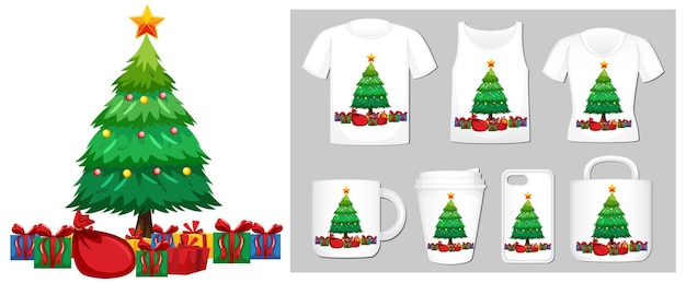 Christmas theme with christmas tree on product templates