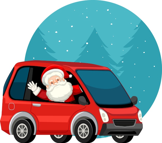 Free vector christmas theme with santa in the car