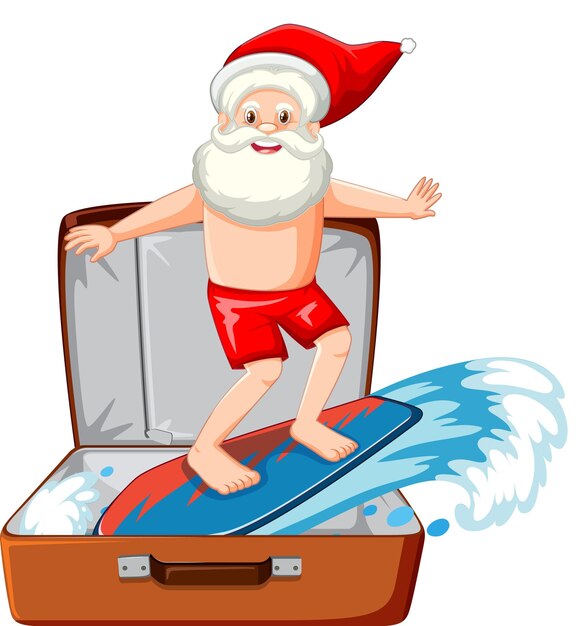 Бесплатное векторное изображение Рождественская тема с сантой в багаже на белом фоне