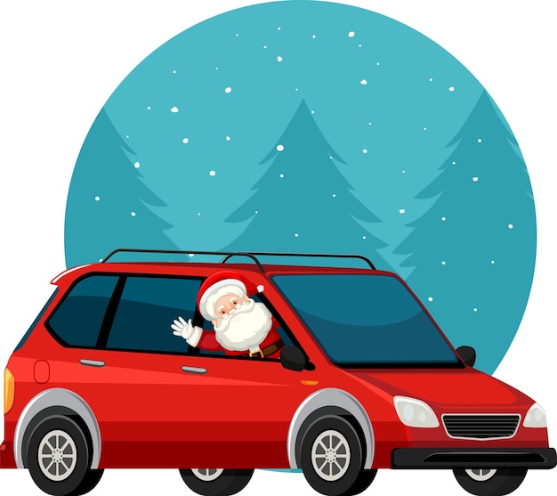 無料ベクター 車の中でサンタとクリスマスのテーマ