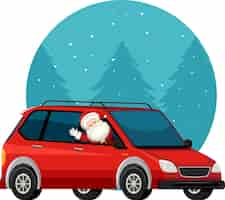 無料ベクター 車の中でサンタとクリスマスのテーマ