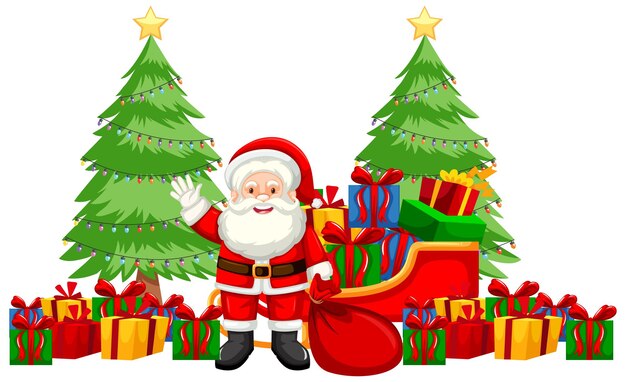 Рождественская тема с Дедом Морозом и множеством подарков