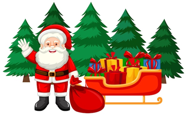 Free vector christmas theme with santa and presents