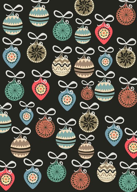 Christmas themed pattern composed of tree decorations.