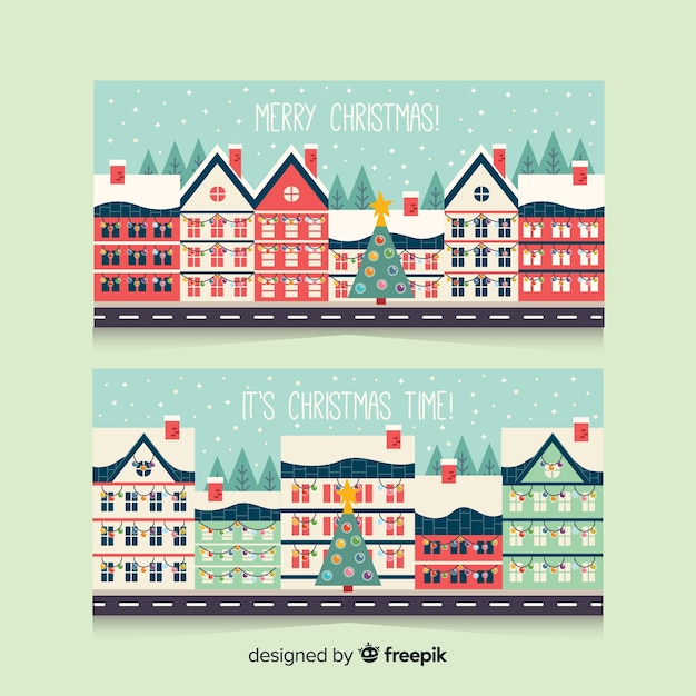 Free vector christmas town banner