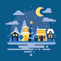 Free vector christmas town concept in flat design