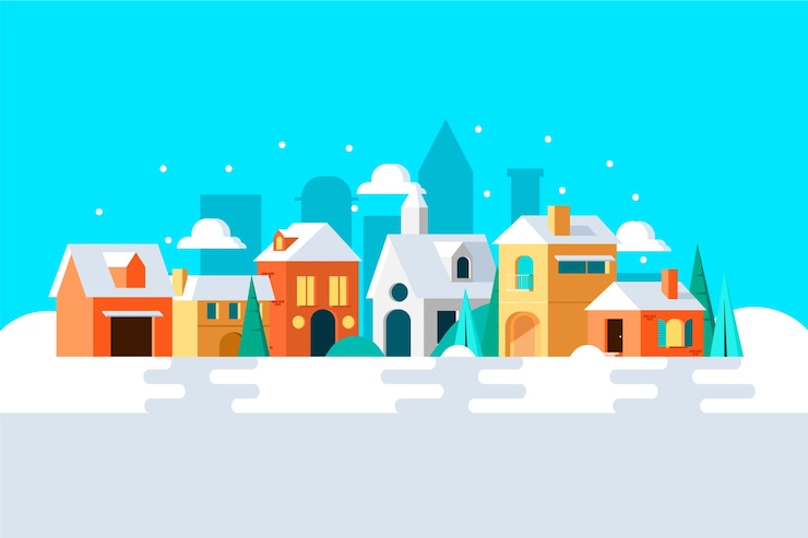 Free Vector christmas town concept in flat design