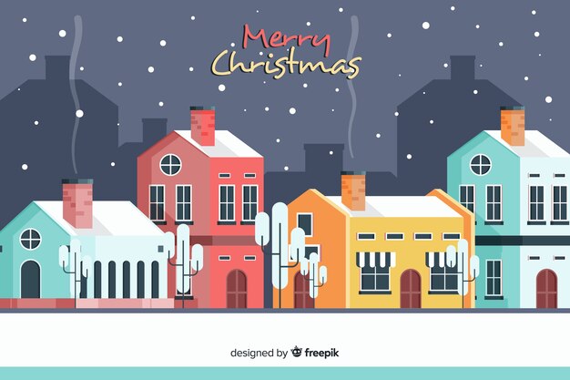 Free vector christmas town in flat design