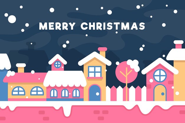 Christmas town in flat design