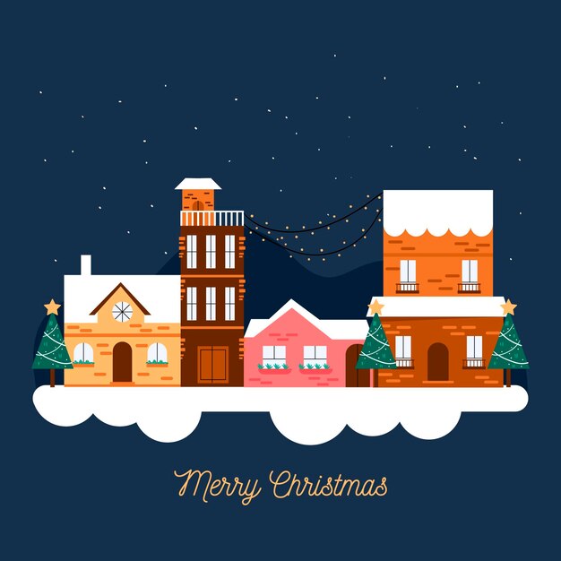 Christmas town in flat design