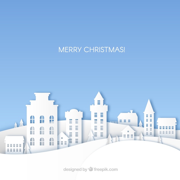 Free vector christmas town in paper style