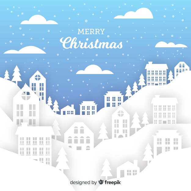 Free vector christmas town in paper style