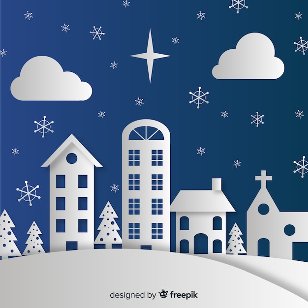 Free vector christmas town in paper style