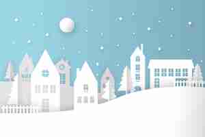 Free vector christmas town in paper style