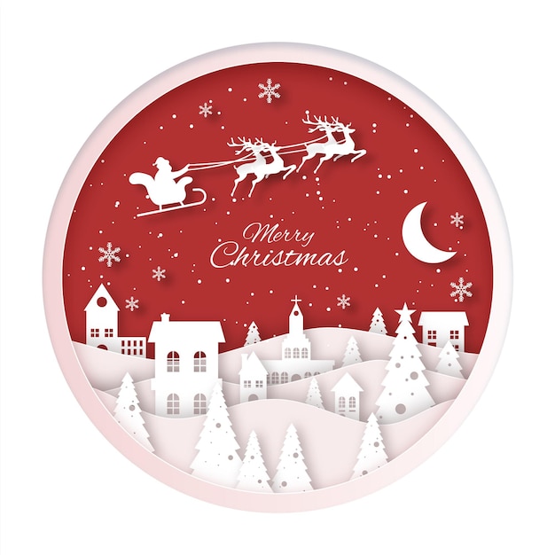 Free vector christmas town in paper style