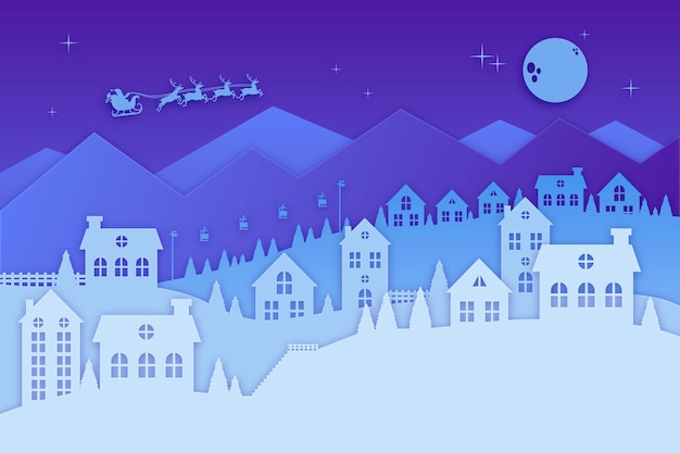 Christmas town in paper style