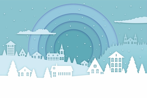 Free vector christmas town in paper style