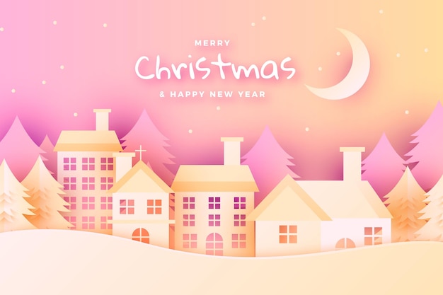 Free vector christmas town in paper style