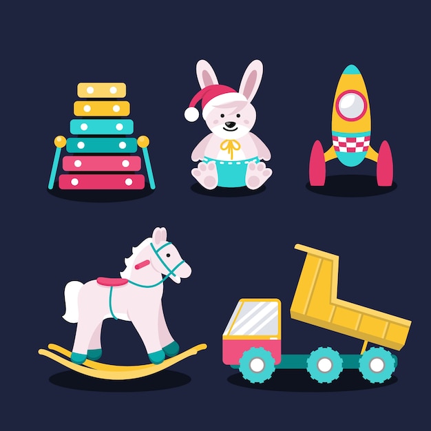 Free vector christmas toy collection in flat design