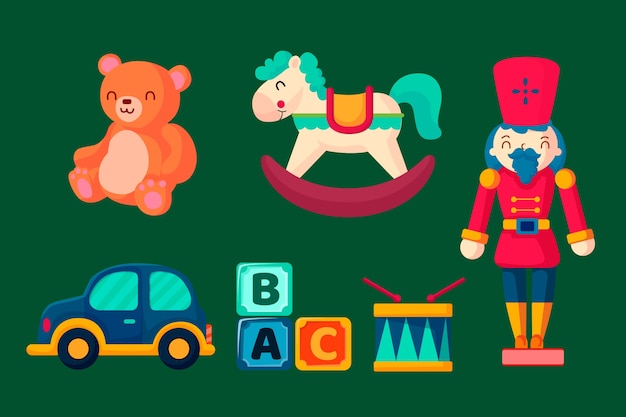 Christmas toy collection in flat design