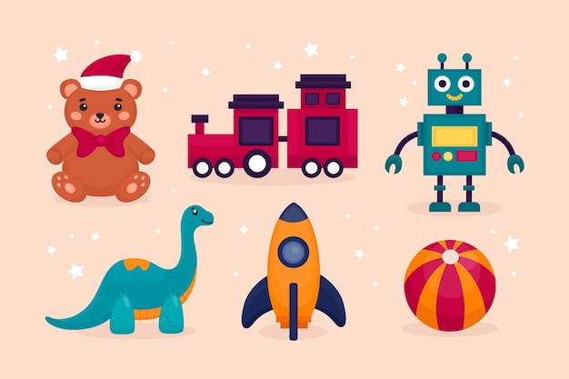 Christmas toy collection in flat design