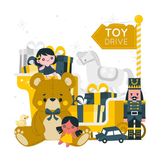 Christmas toy drive concept illustration