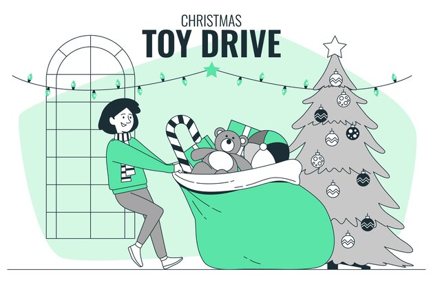 Christmas toy drive concept illustration