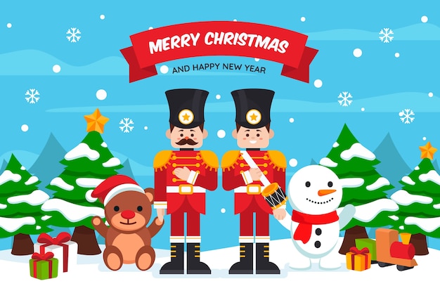 Free vector christmas toys background in flat design