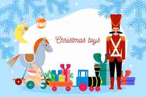 Free vector christmas toys background in flat design