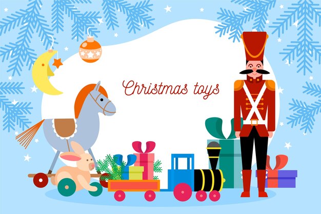 Christmas toys background in flat design