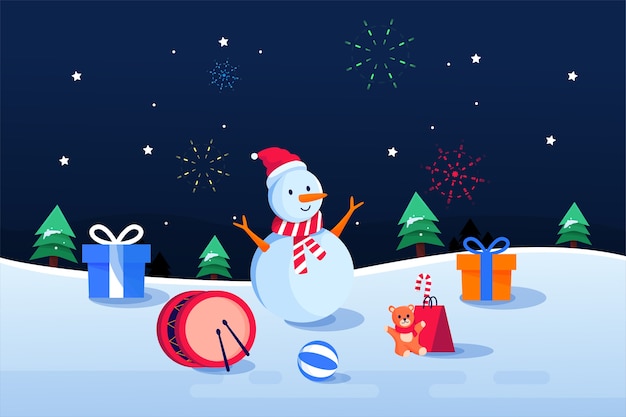 Free vector christmas toys background in flat design