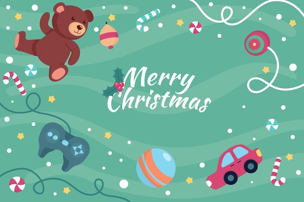 Christmas toys background in flat design