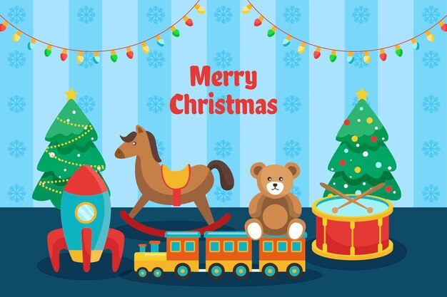 christmas toys background in flat design