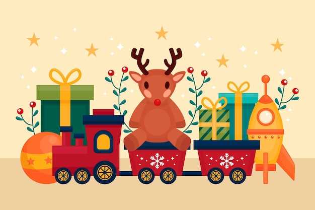 Free vector christmas toys background in flat design