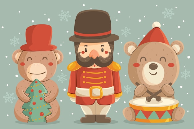 Free vector christmas toys concept in hand drawn