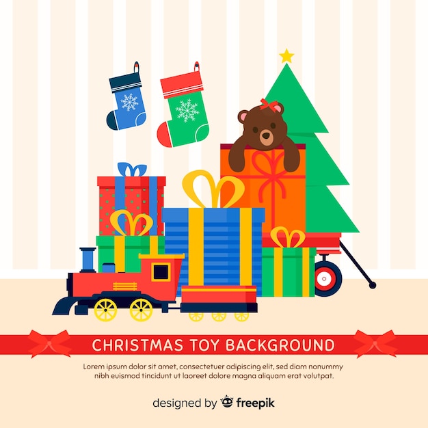 Free vector christmas toys flat background