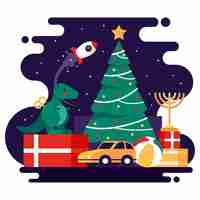 Free vector christmas toys flat background