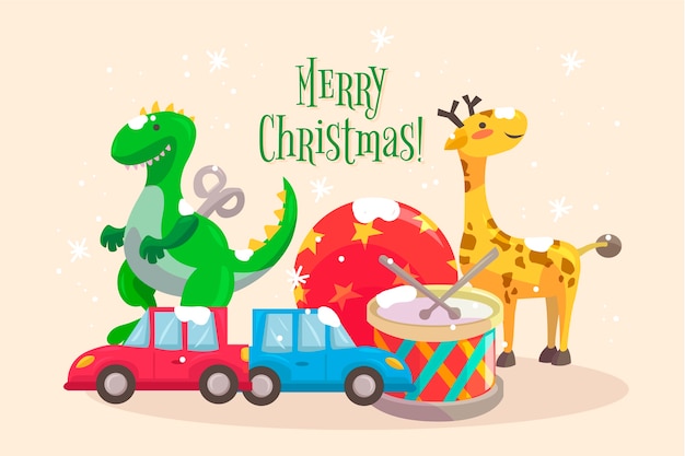 Free vector christmas toys hand-drawn background