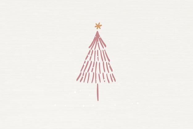 Christmas tree background, beige winter doodle vector