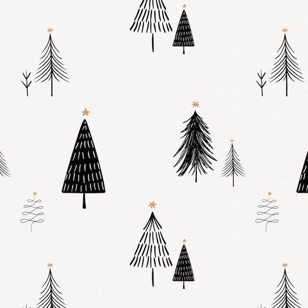 Free Vector | Christmas tree pattern background, cute festive doodle in ...