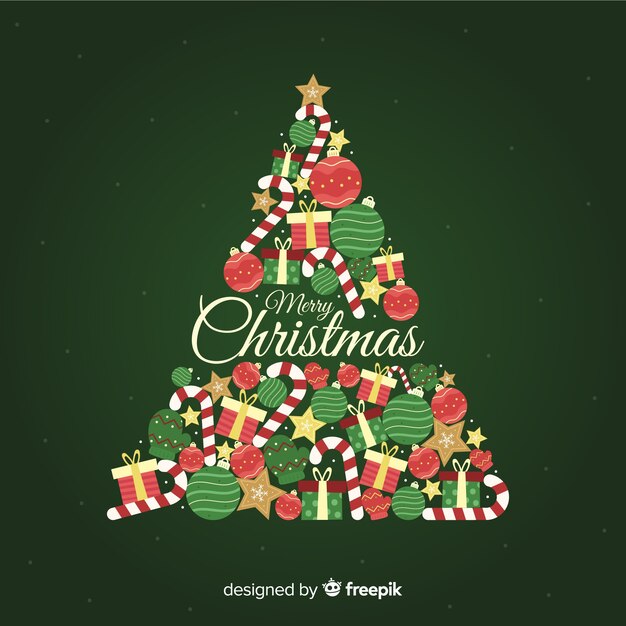 Christmas tree background in flat design