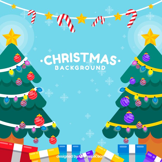 Christmas tree background with gifts