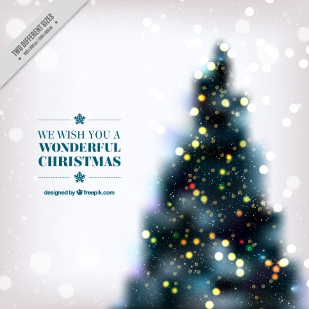 Free vector christmas tree background with unfocused lights