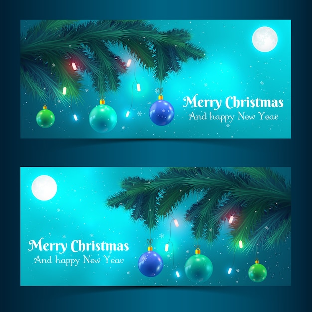 Рождественская елка баннеры Бесплатные векторы