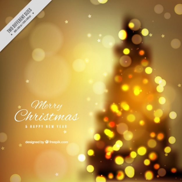 Free vector christmas tree blurred background with bokeh effect