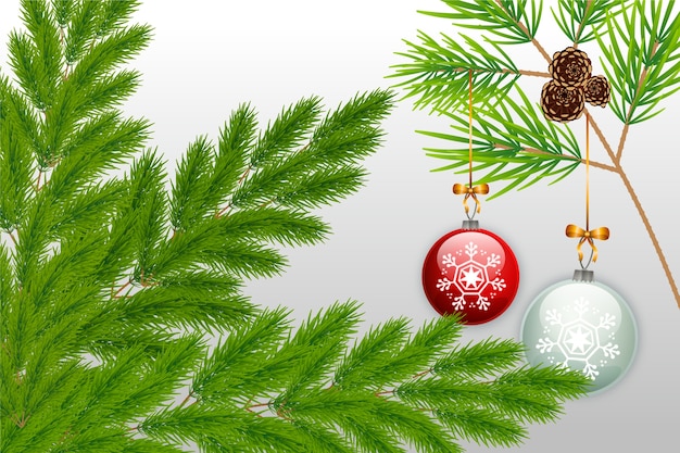 Christmas tree branches background in flat design