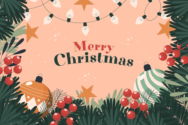 Free vector christmas tree branches background with greeting