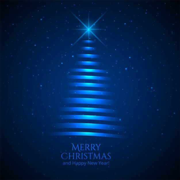 Christmas tree card blue background 