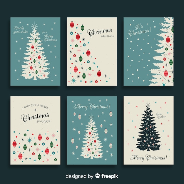 Free vector christmas tree cards collection