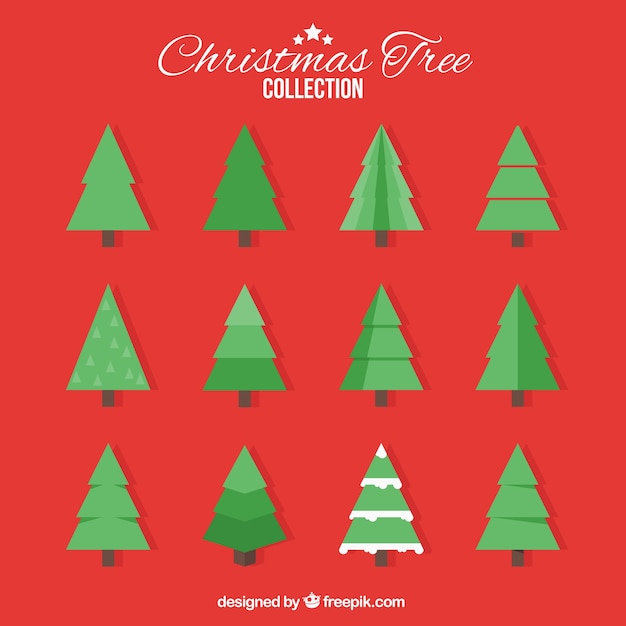 Christmas tree collection in flat design